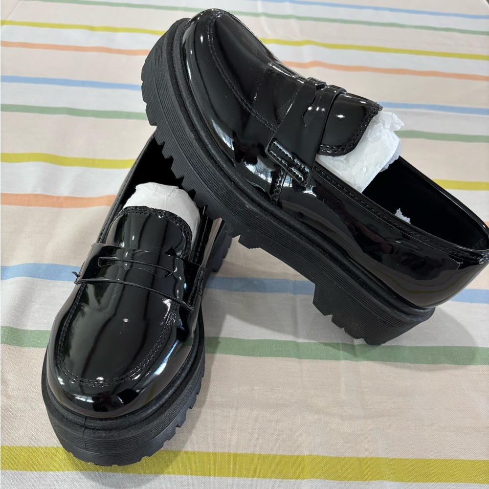 Lulus Shiny Black Platform Loafers